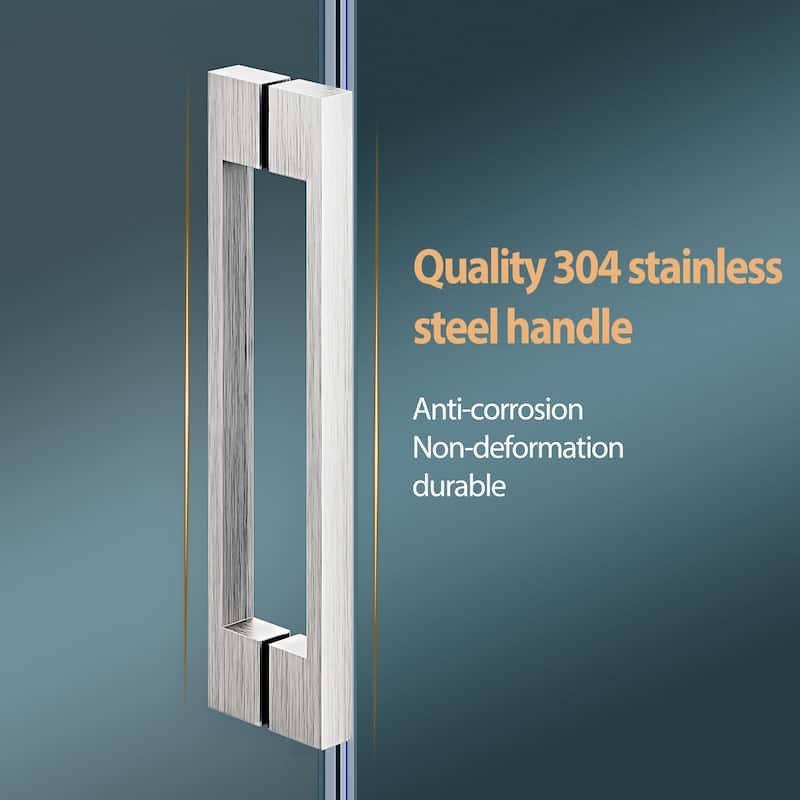 Elegant Double Sliding Shower Door Frameless Bathtub Door 60"x72" 5/16" Clear Tempered Glass