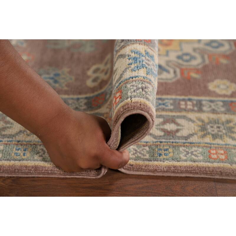 Geometric Kazak Oriental Runner Rug Handmade Wool Carpet - 2'9" x 9'10"