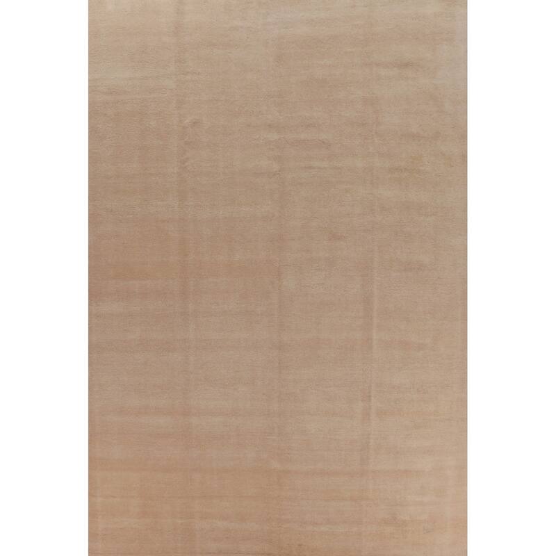 Hand Knotted Oriental 100% Wool Carpet Modern Solid Peach Gabbeh Area Rug - 12' 7'' X 9' 1''