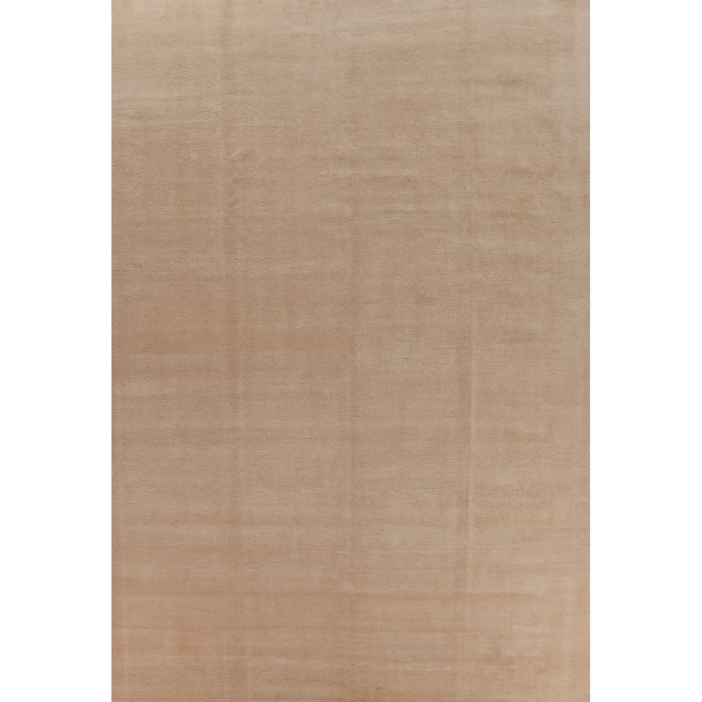 Hand Knotted Oriental 100% Wool Carpet Modern Solid Peach Gabbeh Area Rug - 12' 7'' X 9' 1''