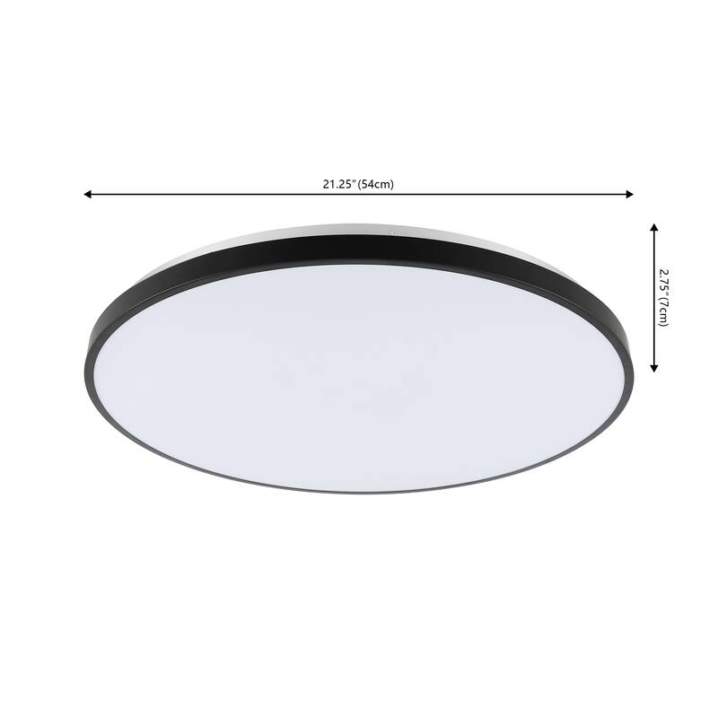 Marelle 21.25" 1-Light Modern Minimalist Iron Circle Integrated LED Flush Mount by JONATHAN Y