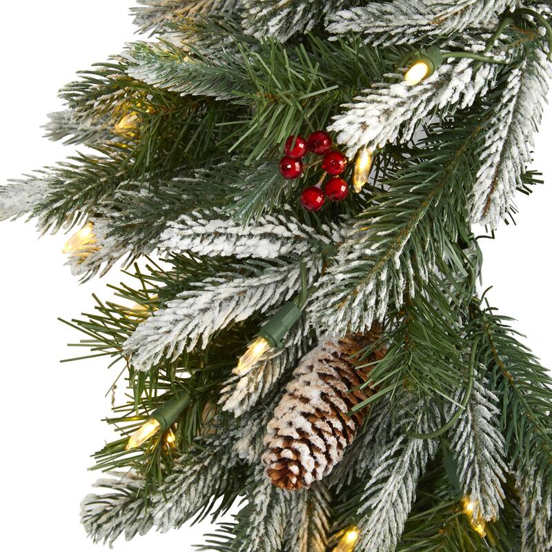 Pre-Lit Berries and Pinecones Artificial Christmas Wreath, 24-Inch, Clear Lights