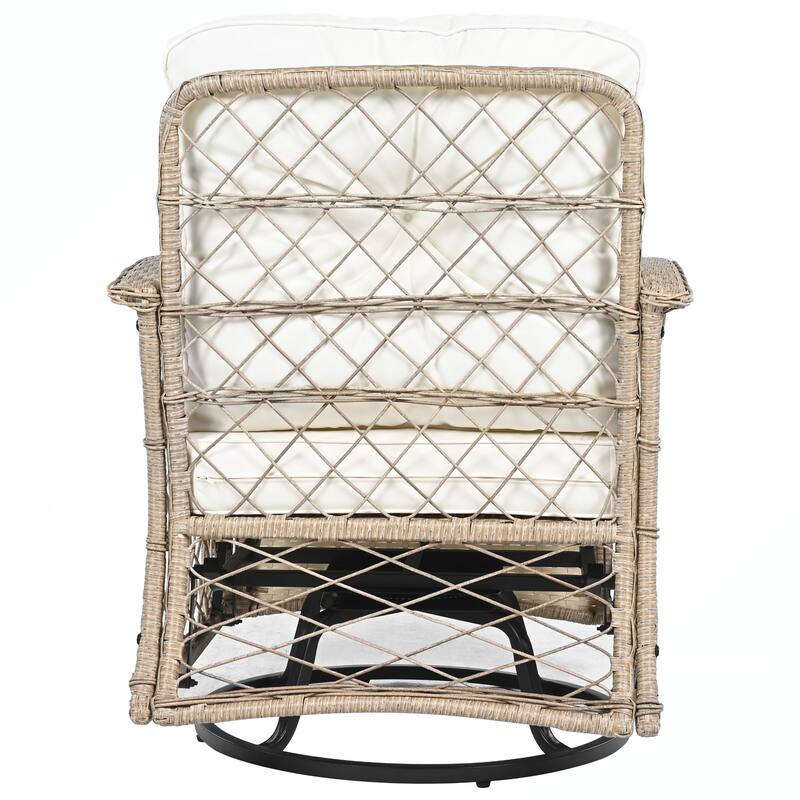 3PCS Rattan Swivel Chair and Table Set