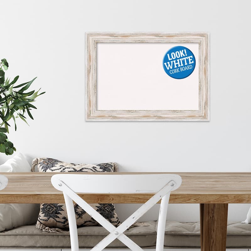 Framed White Cork Board, Alexandria White Wash