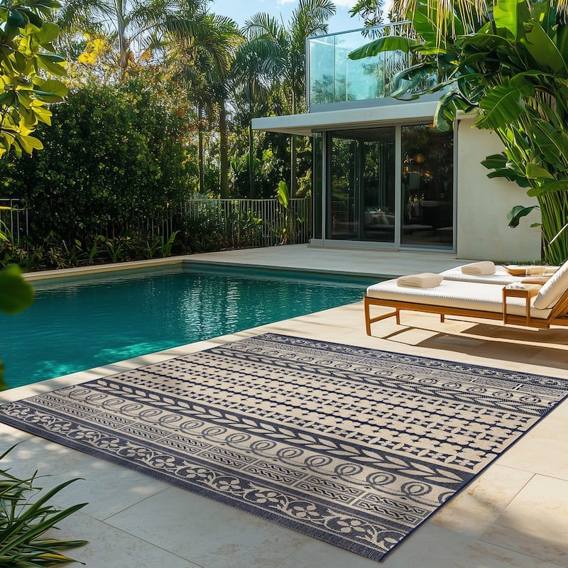 Gertmenian Solterra Bohemian Moroccan Global Weather Resistant Polypropylene Flatweave Indoor/ Outdoor Area Rug Collection