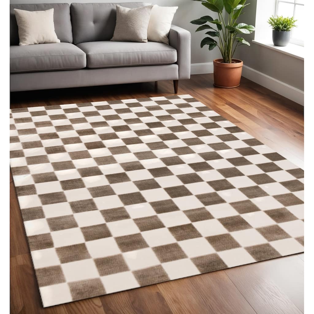 HomeRoots Geometric Modern Rectangle Area Rug - 5' X 8'