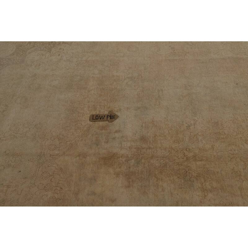 Pink & Gold Beige Tabriz Persian Vintage Rug Handmade Wool Carpet - 10'0" x 13'0"