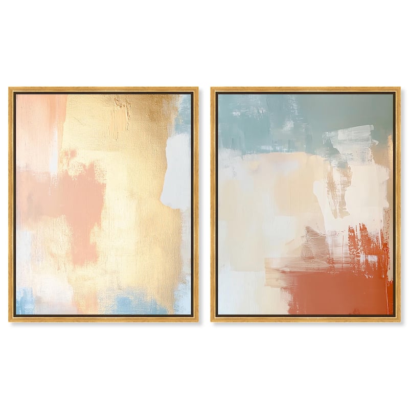 Painted Serenity I Canvas Set of 2 by Art Remedy - 30" x 36" - Gold