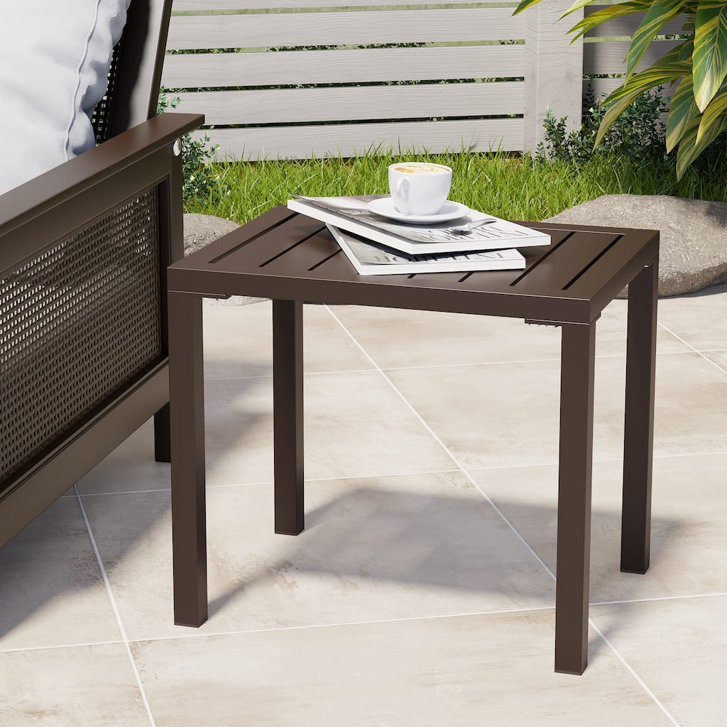 Outdoor Aluminum Side Table Rectangular End Table Small Patio Table