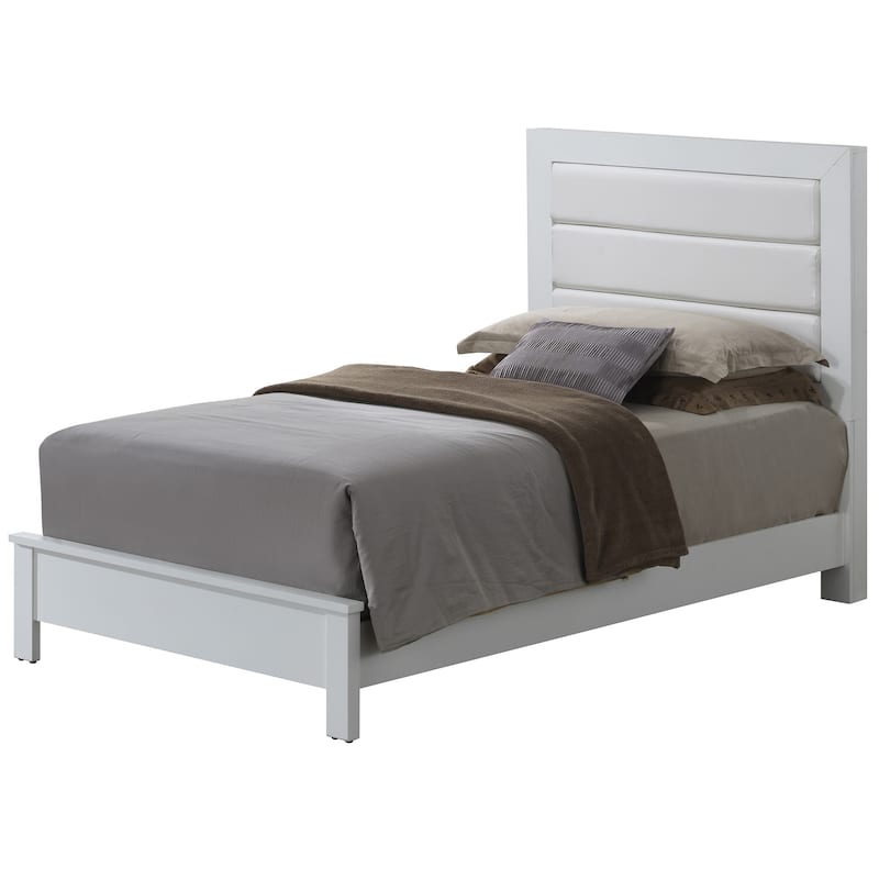 Faux Leather Upholstered Twin Panel Bed - 81" - White