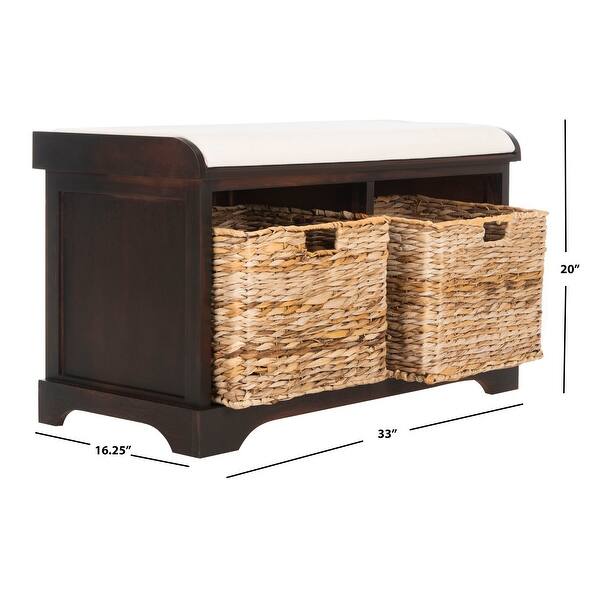 Safavieh Freddy Brown Woven Storage Basket Bench 33 5 X 16 1 X 19 9 On Sale Overstock 10353637