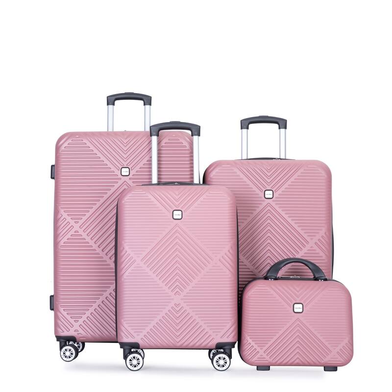 4-piece ABS lightweight suitcase, 14 inch makeup box, aircraft wheels (14/20/24/28)