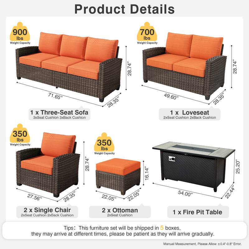 XIZZI 7-Piece Outdoor Wicker Conversation Set