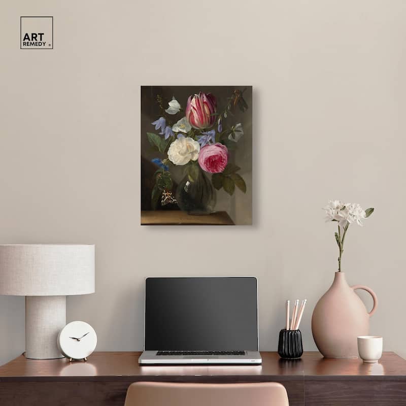 Roses and a Tulip Canvas by Art Remedy, Gallery Wrapped