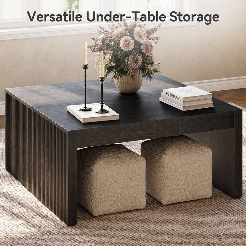 Mid-Century Modern Square Coffee Table, Living Room Bedroom Center Cocktail Accent Table