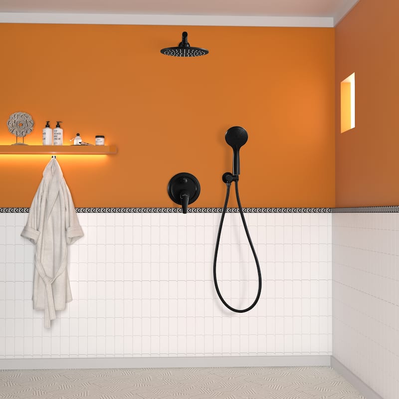 5-Spray Patterns with 9/10/12-in Wall Mount Dual Shower Heads