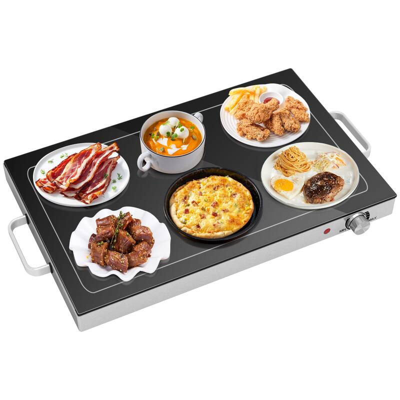 HOMCOM Electric Warming Tray with Adjustable Temperature, Food Warmer, Buffets,Black