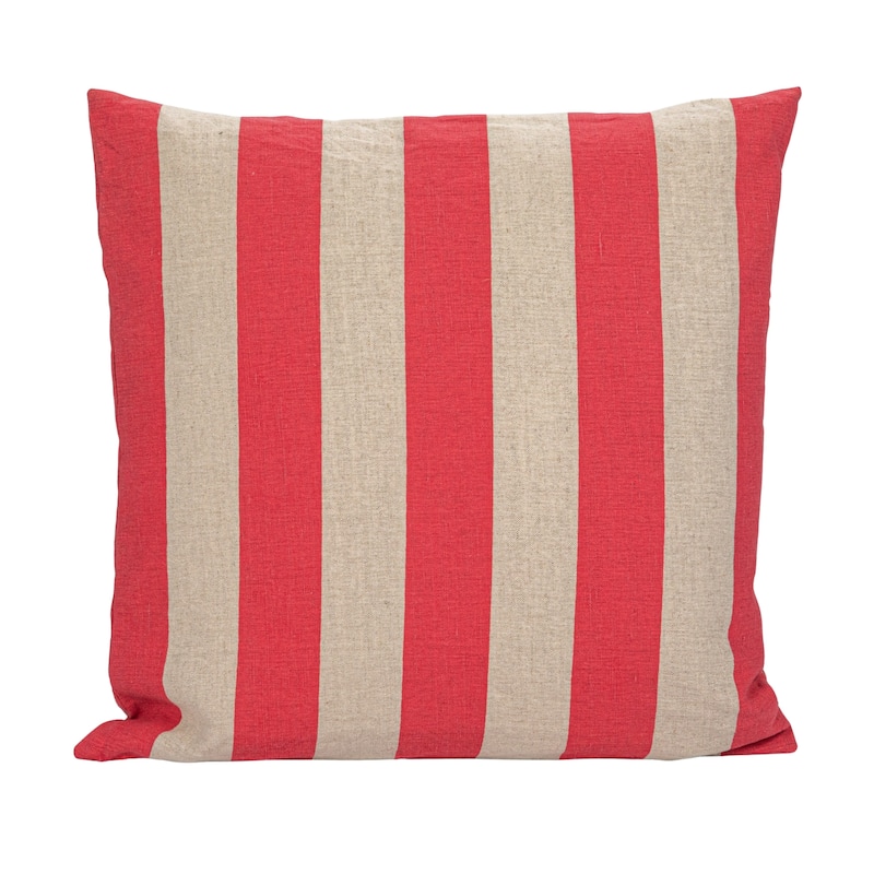 Cotton and Linen Striped Pillow - 20.0"L x 20.0"W x 1.0"H