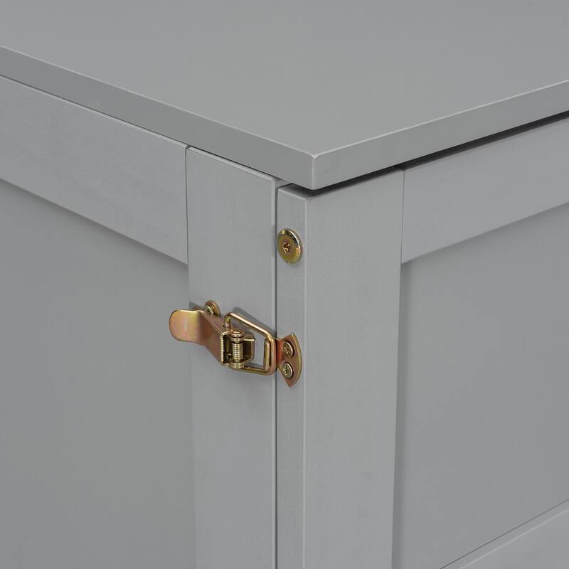 Grey Murphy Bed with Drawer, Rattan Patterned Full Size Bed