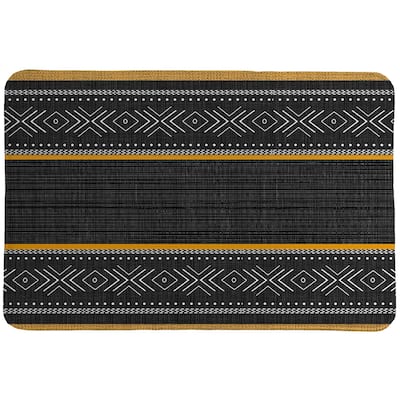 Laural Home Sierra Black and Mustard II Memory Foam Rug