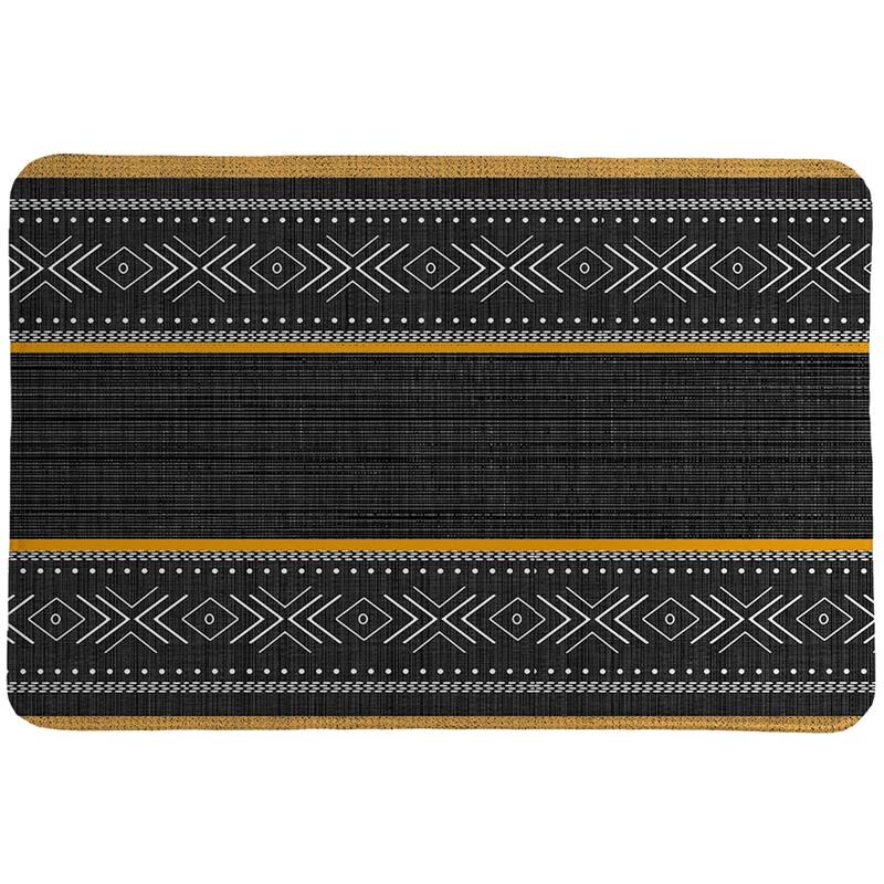 Laural Home Sierra Black and Mustard II Memory Foam Rug