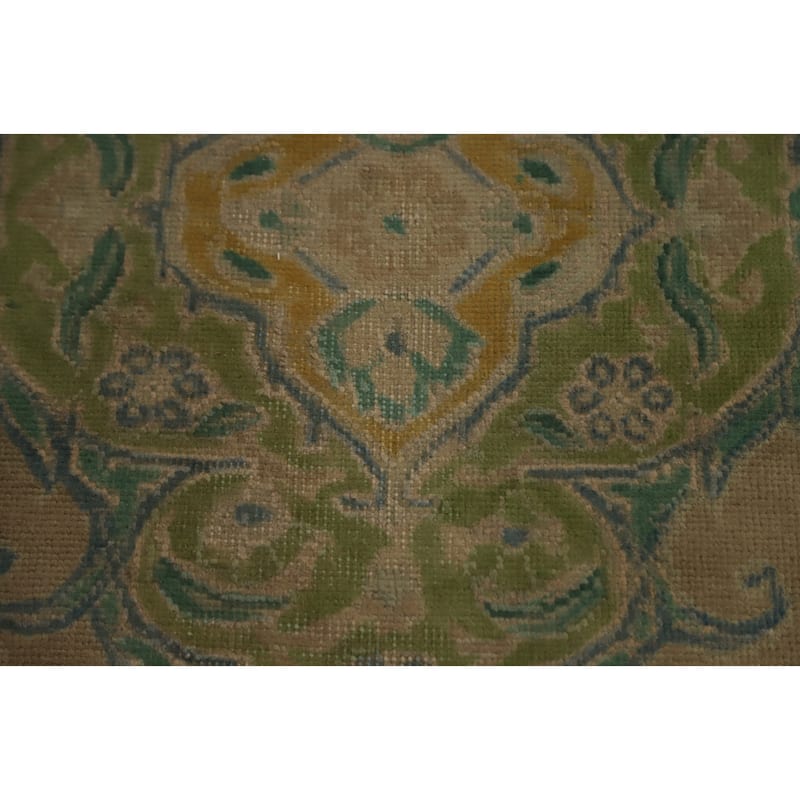 Hand Knotted Oriental 100% Wool Carpet Traditional Floral Green Tabriz Area Rug - 12' 5'' X 9' 4''