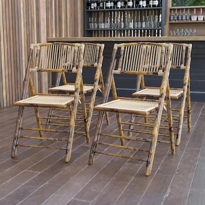 Bamboo Wood Event Folding Chairs (Set of 4)