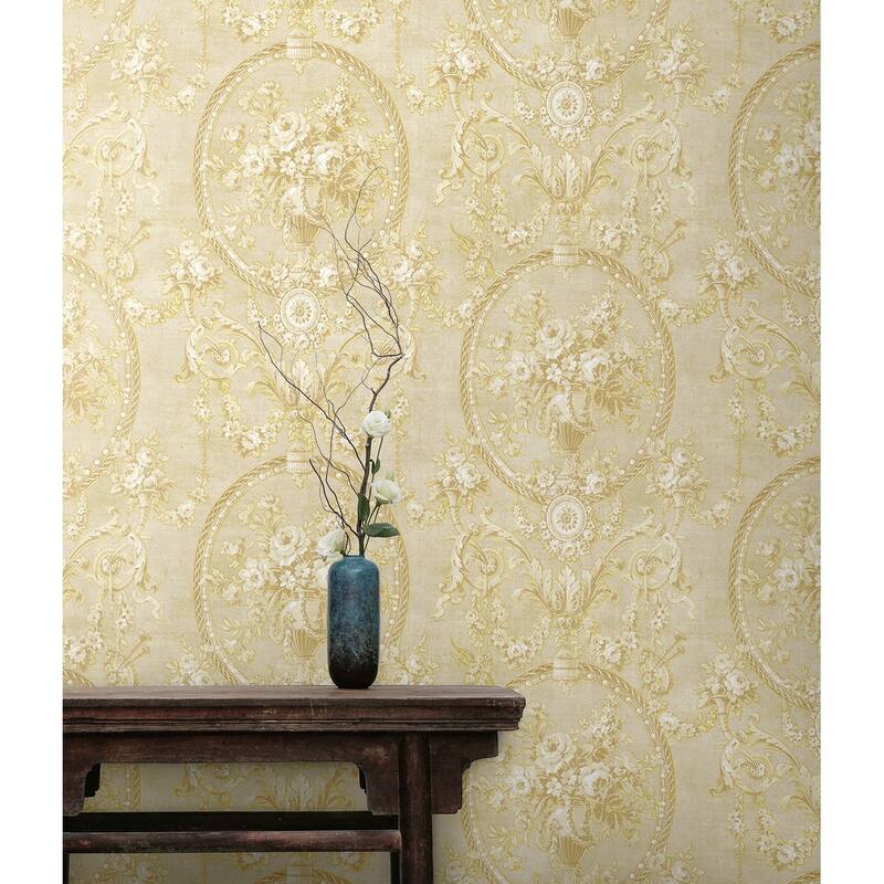 Seabrook Designs Fiona Floral Cameo Unpasted Wallpaper - 27 in. W x 27 ft. L