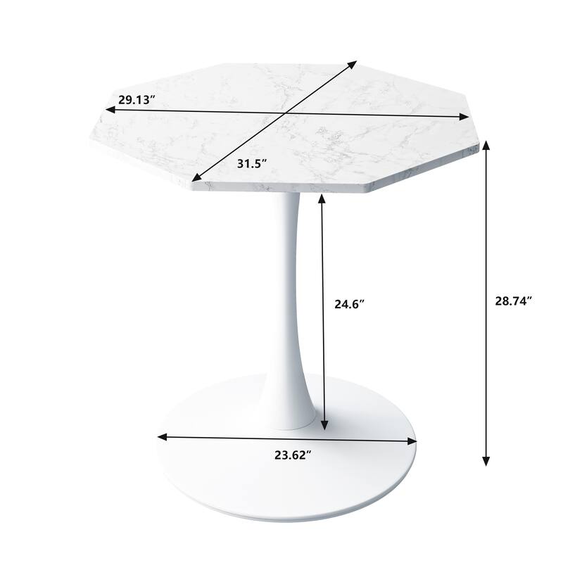 31.50"Modern Octagonal Coffee Table with Printed Black Marble Table Top