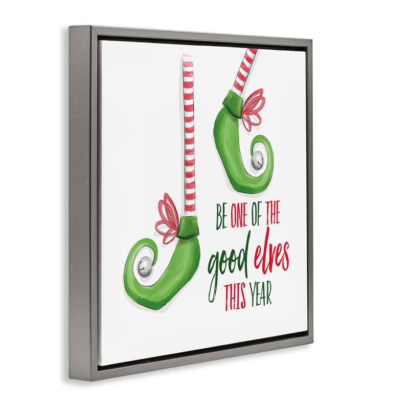 Stupell Festive Be A Good Elf Framed Floater Canvas Wall Art Design By Dogwood Portfolio