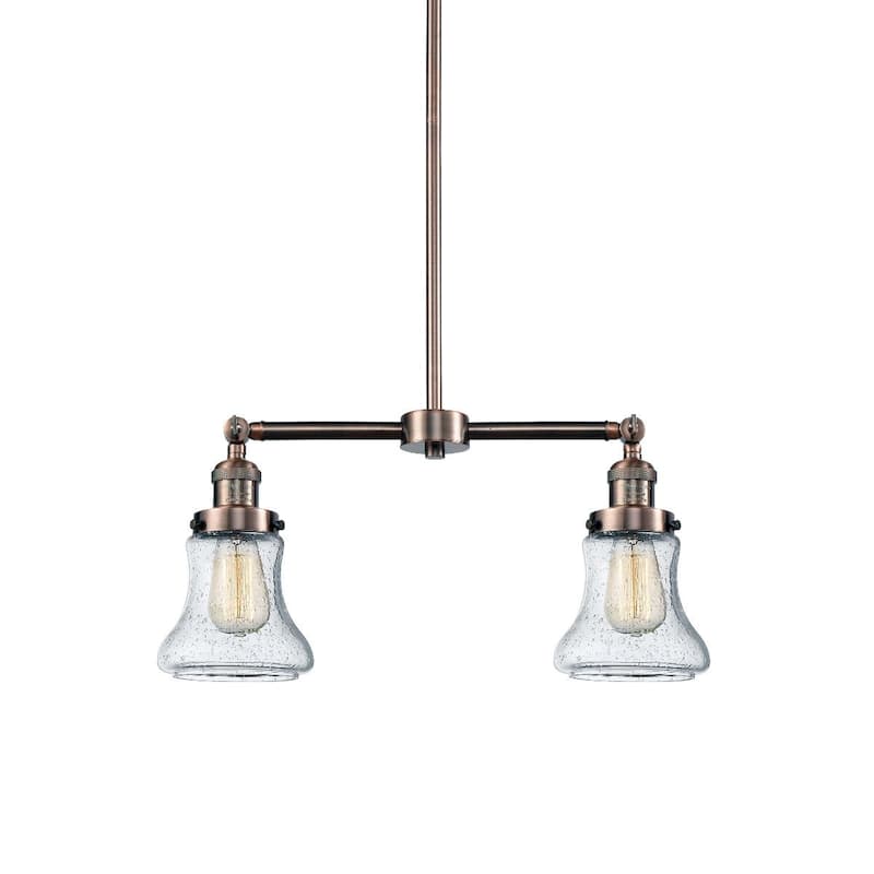 Innovations Lighting Bellmont 2 Light 21" Wide Linear Chandelier - Antique Copper / Seedy