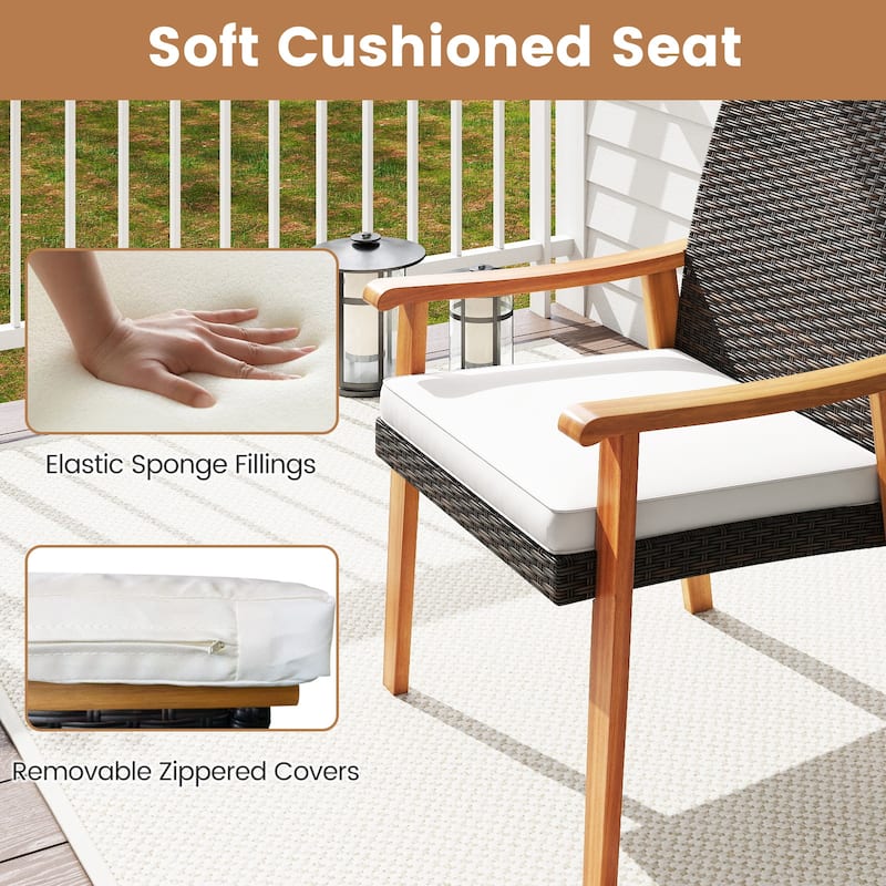 Gymax 3 PCS Patio PE Wicker Furniture Set w/Coffee Table & Cushions