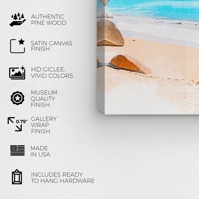 Wynwood Studio Canvas Nautical and Coastal Cliffside Beach Blue and Light Blue Nautical & Coastal Wall Art Canvas Print