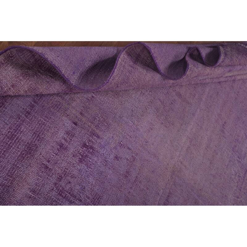 Purple Anatolian Turkish Vintage Area Rug Hand-Knotted Wool Carpet - 7'4" x 11'1"