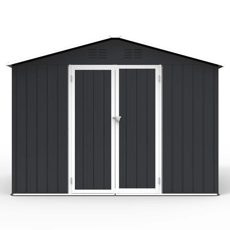 GDFStudio - Nolan Compact 6x8 FT Metal Garden Shed with Hinged Door and Apex Roof