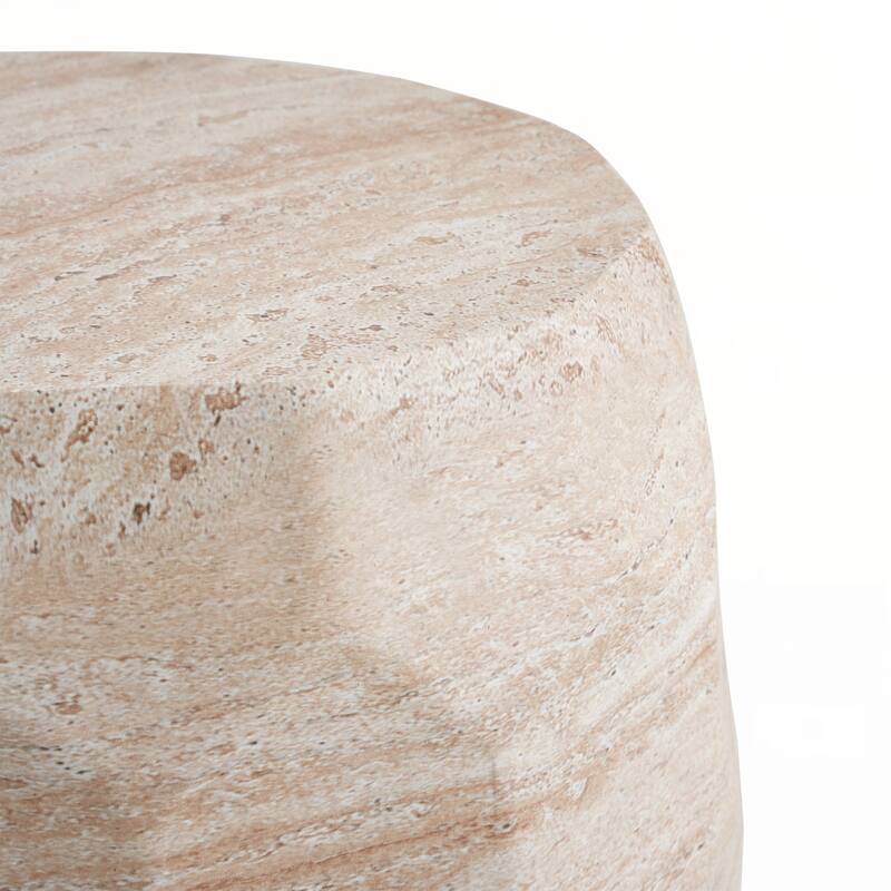 Outdoor/Indoor Lightweight Concrete Side Table,Travertine Finish