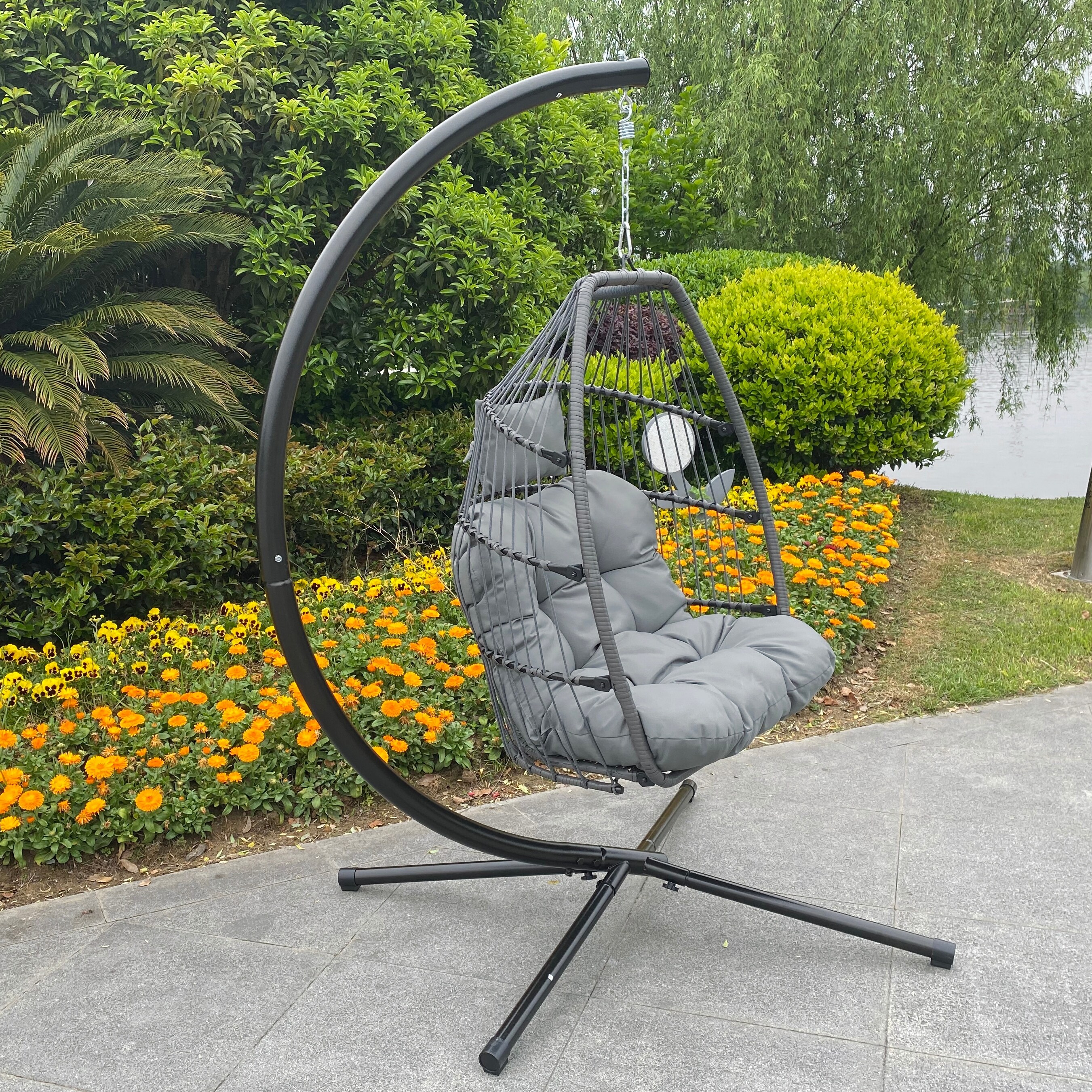 Tear Drop Shape Hanging Swing Egg Chair with Stand Bed Bath Beyond 40130932
