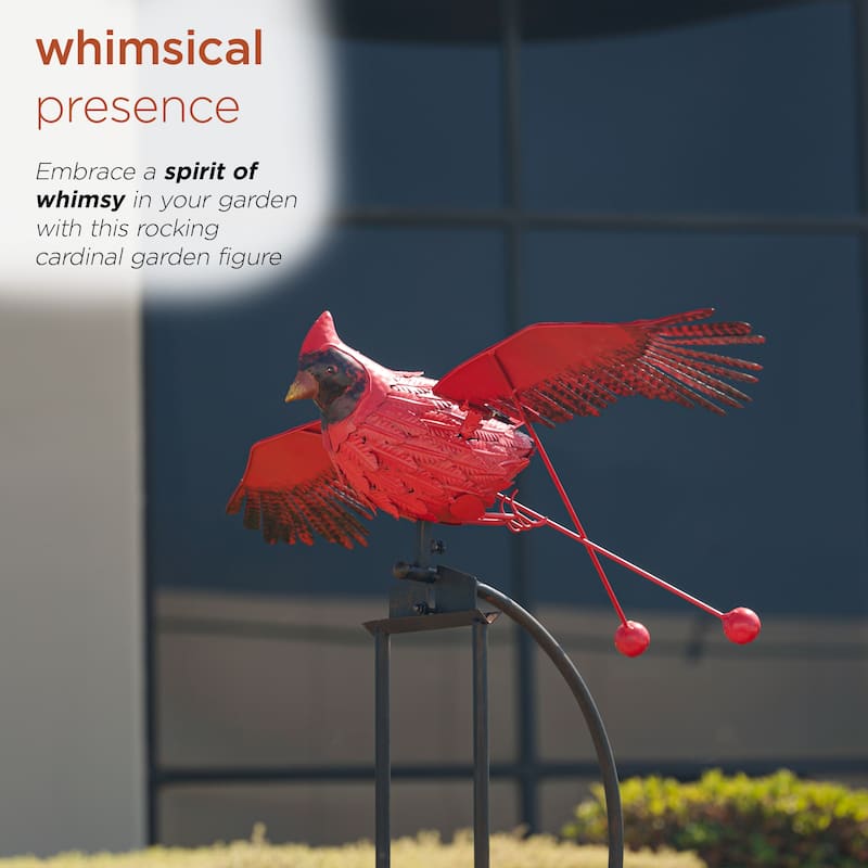 Alpine Corporation NCY408 Metal Rocking Cardinal Stake, Stylish Decor for Garden, Patio, & Lawn 59"H Red