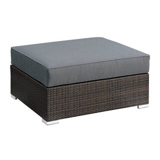 Joni 36 Inch Modern Square Outdoor Patio Ottoman, Brown Rattan - Bed ...