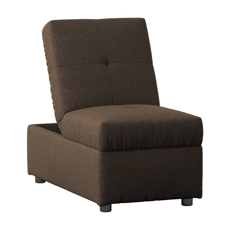 Stylish 1pc Storage Ottoman Convertible Chair Foam Cushioned Fabric Upholstered Solid Wood Plywood Frame Living Room Furniture - Brown
