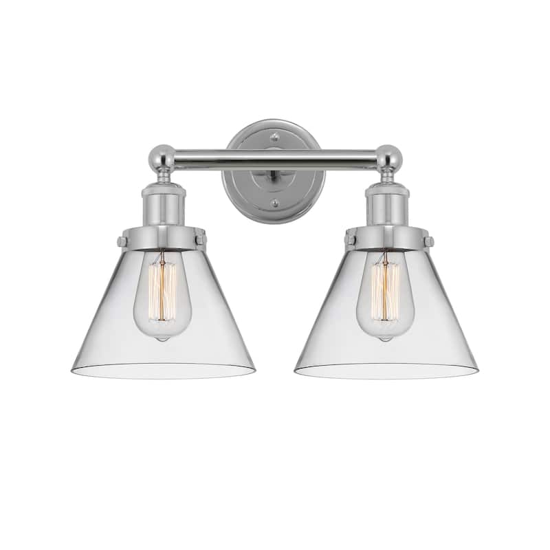 Innovations Lighting 616-2W-10-16-L Cone Vanity Cone 2 Light 16" Wide - Polished Chrome / Clear
