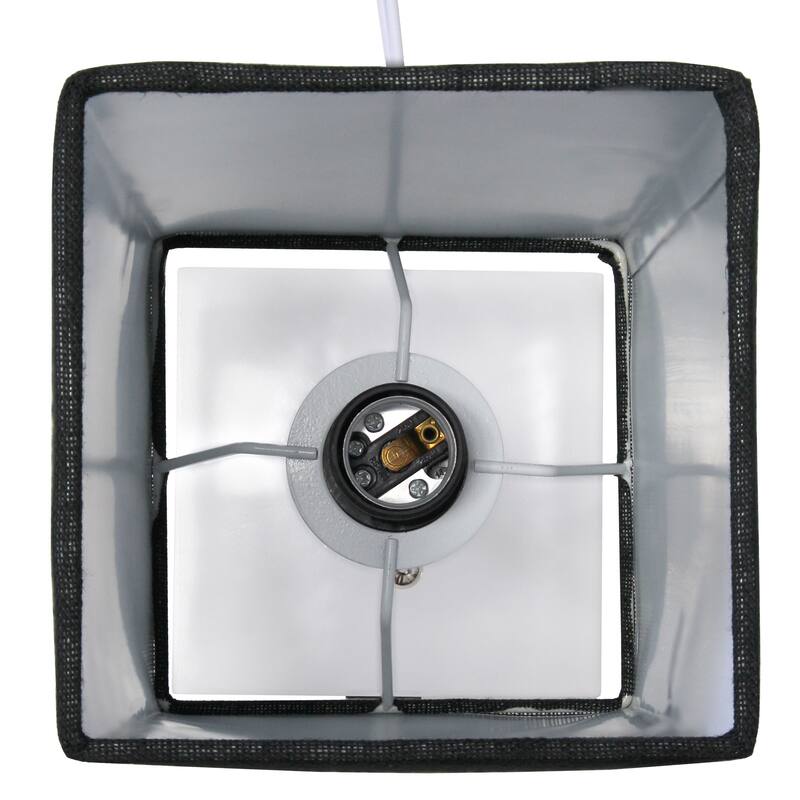 Simple Designs Petite White Stick Lamp with USB Charging Port and Fabric Shade 2 Pack Set - 5 x 5 x 14.25 (L x W x H)