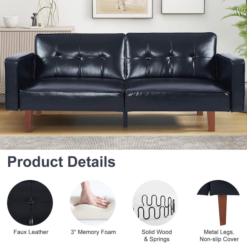 Futon Sofa Bed Couch Memory Foam Futon Convertible Couch Bed Sleeper for Living Room - 68.11"*30.11"*28.74"