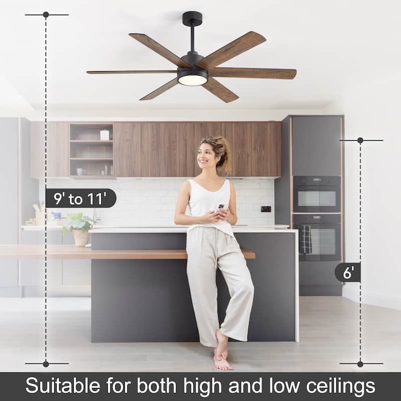 42/48/52/56/60/65-IN LED Ceiling Fan with Light Kit and Remote(5/6/7/8-Blade)