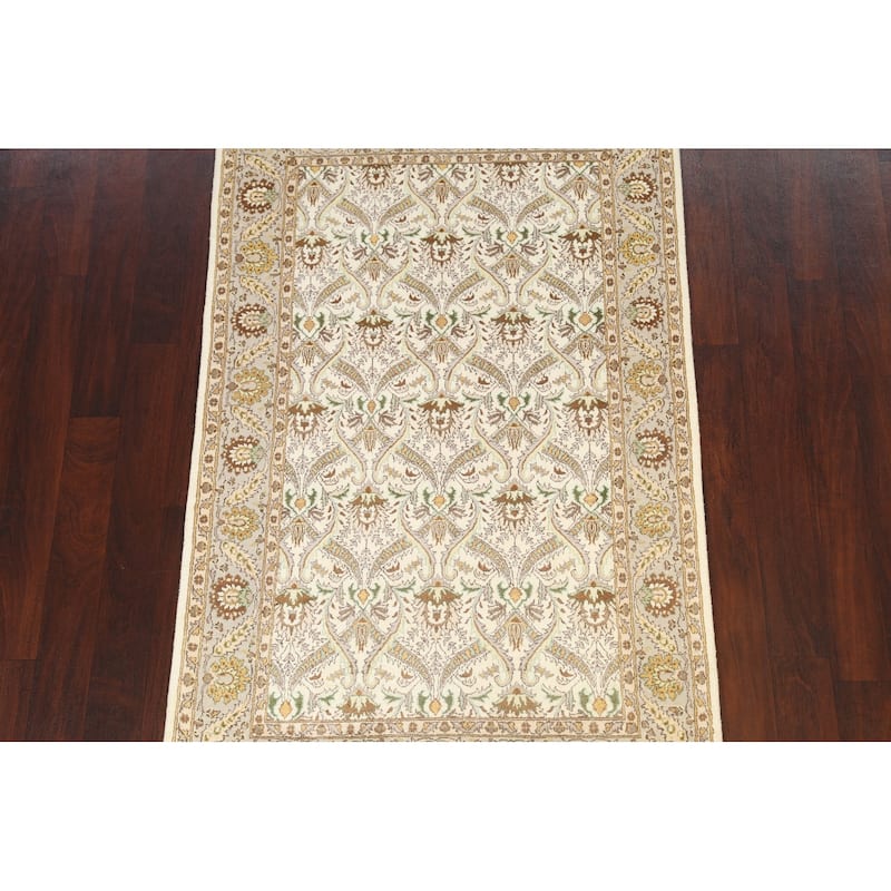 Wool/ Silk Vegetable Dye Tabriz Oriental Area Rug Hand-knotted Carpet - 4'0" x 6'4"