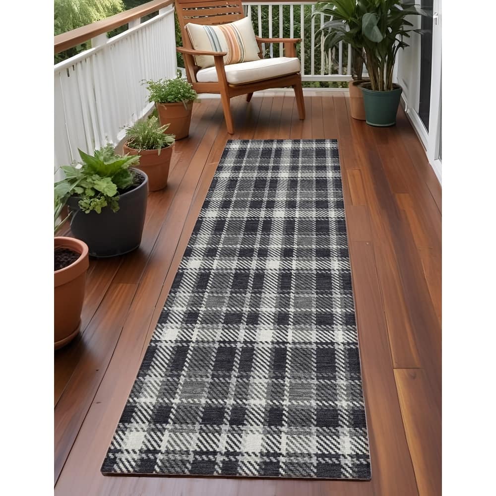 Palo Plaid Weather Resistant Classic Meets Modern Outdoor Rug