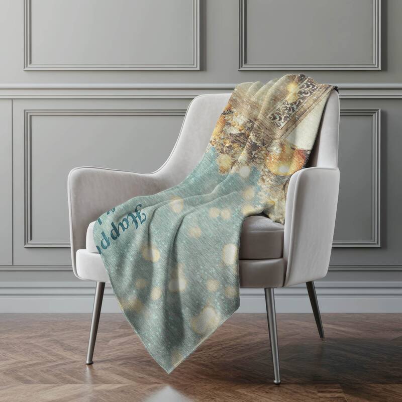 Premium Machine Washable ASB214 Happy Holidays Sherpa Throw Blanket