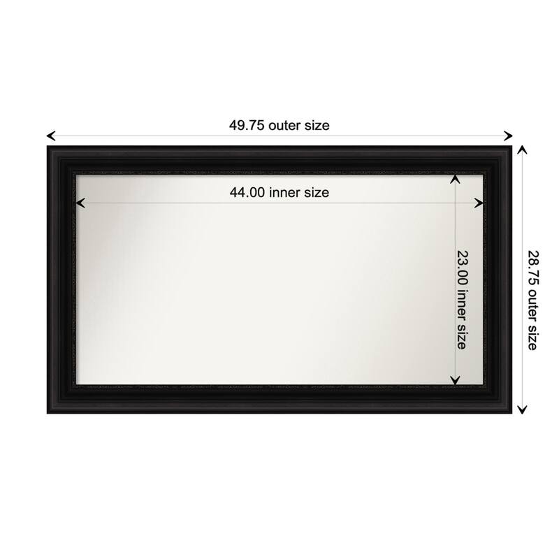 Parlor Black Framed Non-Beveled Custom Wall Mirror, Bathroom Vanity Mirror - Outer Size: 49.75 x 28.75