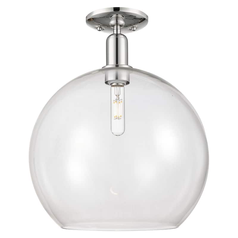 Innovations Lighting 716-1C-19-14 Athens Semi-Flush Athens 14" Wide - Polished Nickel / Clear
