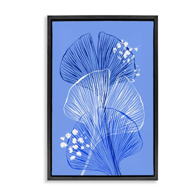 Stupell Layered Blue Gingkoes Framed Floater Canvas Wall Art Design By Martina Pavlova - 17 x 25 - Black